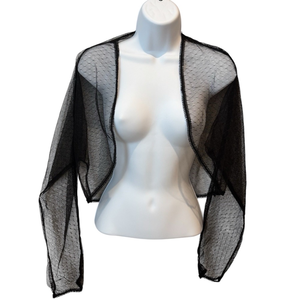 Black Sheer‎ Mesh Cropped Bolero Shrug – Festival Goth Y2K Layering Piece